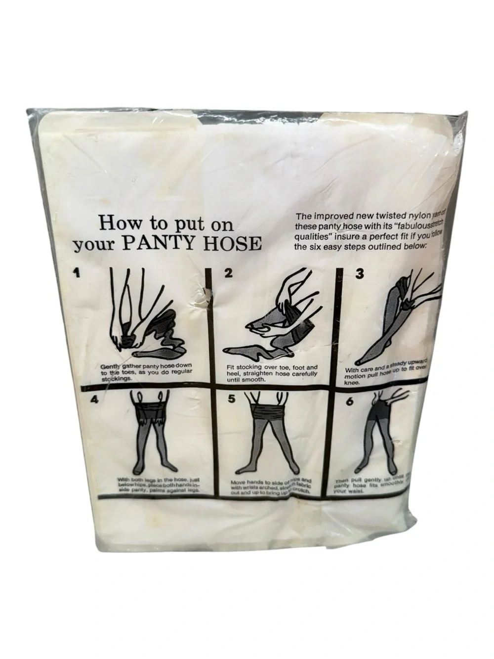 Vintage Stretch Pantyhose 100% Nylon One Size White Fits 100-160 Lbs